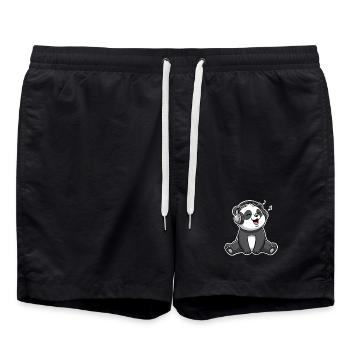 Panda Musik - Badeshorts - Schwarz - Vorne - AI Model Male 185 light (185cm)