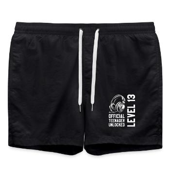 13e anniversaire Garçon Fille Adolescent Niveau 2013 - Short de bain - noir - Devant - AI Model Male 185 light (185cm)