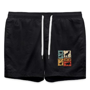 Retro Dinosaur Types Graphic - Cute Dinos - Swim Trunks - black - Front - AI Model Male 185 light (185cm)