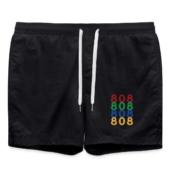 Happy 808 Day - Swim Trunks - black - Front - AI Model Male 185 light (185cm)