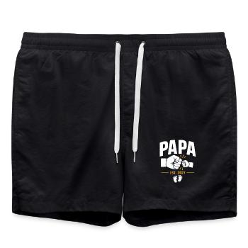 Daddy Fist and Baby Est. 2027 - Swim Trunks - black - Front - AI Model Male 185 light (185cm)