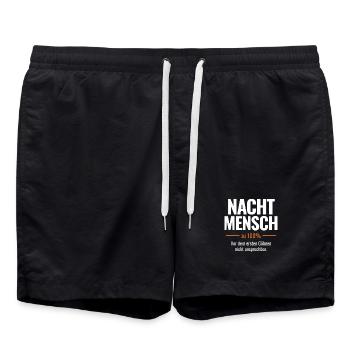 Nachtmensch – Vor dem ersten Gähnen nicht ansprech - Badeshorts - Schwarz - Vorne - AI Model Male 185 light (185cm)