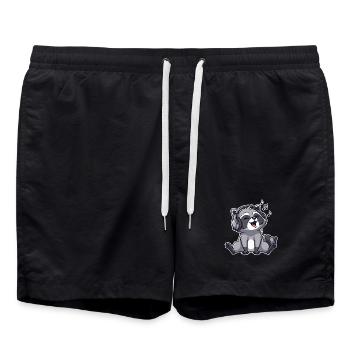 Raccoon Singing Listening to Music - Swim Trunks - black - Front - AI Model Male 185 light (185cm)