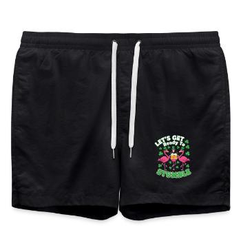 St Patricks Day Flamingos Prost - Badeshorts - Schwarz - Vorne - AI Model Male 185 light (185cm)