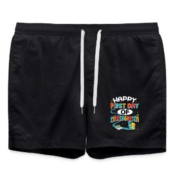 Happy First Day of the Kindergarten Children - Swim Trunks - black - Front - AI Model Male 185 light (185cm)