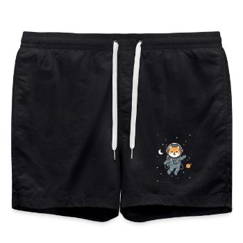Asterroid the Shiba Inu Astronaut - Cute Space Dog - Swim Trunks - black - Front - AI Model Male 185 light (185cm)