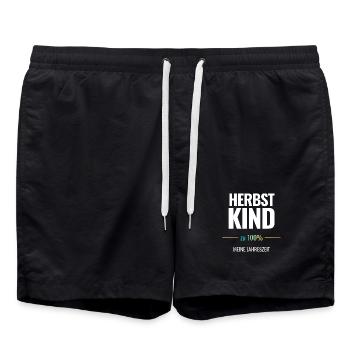 Herbstkind zu 100% Meine Jahreszeit - Badeshorts - Schwarz - Vorne - AI Model Male 185 light (185cm)