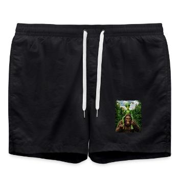 Bigfoot Alien Rocker, Rock Music, Rock Hand, UFO - Swim Trunks - black - Front - AI Model Male 185 light (185cm)