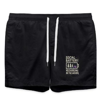 Social Battery Recharging In The Woods - Swim Trunks - black - Front - AI Model Male 185 light (185cm)