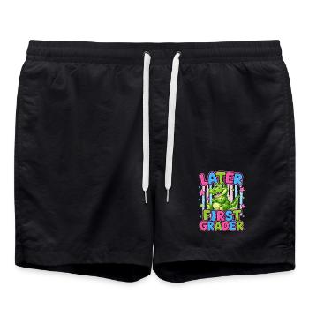 Auf Wiedersehen CP Hallo CE1 | Niedliches Krokodil - Badeshorts - Schwarz - Vorne - AI Model Male 185 light (185cm)