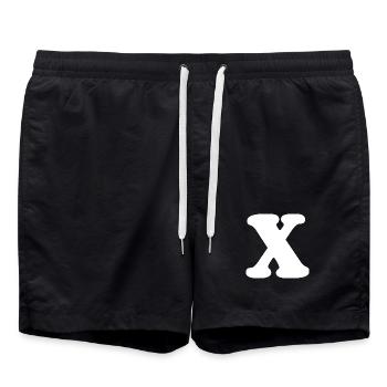 Großes X Stil-Print | Buchstabe X | X Logo - Badeshorts - Schwarz - Vorne - AI Model Male 185 light (185cm)