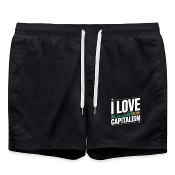 J’adore le capitalisme Entrepreneurs Actions Capitalisme - Short de bain - noir - Devant - AI Model Male 185 light (185cm)