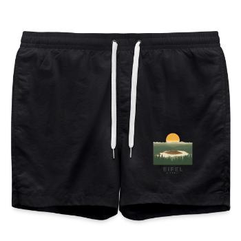 Volcan de l’Eifel | Affiche vintage de la nature - Short de bain - noir - Devant - AI Model Male 185 light (185cm)