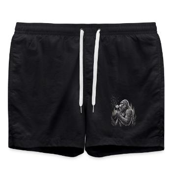 Bigfoot, Pusteblume, Löwenzahn, Naturliebhaber - Badeshorts - Schwarz - Vorne - AI Model Male 185 light (185cm)