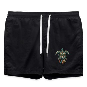 Meeresschildkröten-Mandala Traumfänger-Boho - Badeshorts - Schwarz - Vorne - AI Model Male 185 light (185cm)