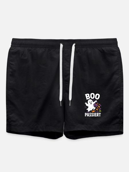 Boo Happens – Halloween Ghost with Candy - Swim Trunks - black