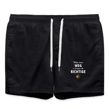 Camino - Der richtige Weg | Jakobsweg, Pilger, - Badeshorts - Schwarz - Vorne - AI Model Male 185 light (185cm)
