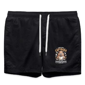 Capybara Hausaufgaben - Badeshorts - Schwarz - Vorne - AI Model Male 185 light (185cm)