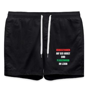 Minusstunden Arbeit Plusstunden Leben - Badeshorts - Schwarz - Vorne - AI Model Male 185 light (185cm)