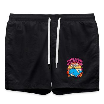 Kleiner Spritzkannon-Wal im Retro-Look - Swim Trunks - black - Front - AI Model Male 185 light (185cm)