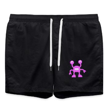 Cheerful Purple Robot - Swim Trunks - black - Front - AI Model Male 185 light (185cm)