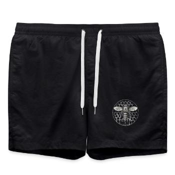 Beekeeper Suit Beekeeping Supplies Honeycomb Round Motif - Swim Trunks - black - Front - AI Model Male 185 light (185cm)
