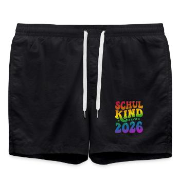 Schoolchild 2026 | Rainbow Style | School enrollment - Swim Trunks - black - Front - AI Model Male 185 light (185cm)