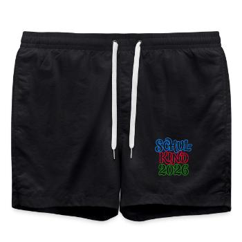 Schulkind 2026 | Neon Optik | Einschulung - Badeshorts - Schwarz - Vorne - AI Model Male 185 light (185cm)