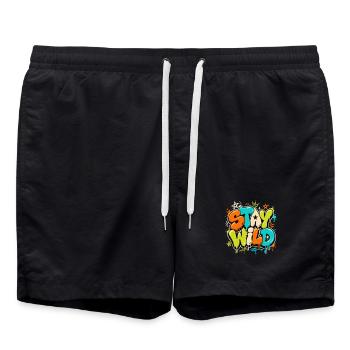 Stay Wild - Badeshorts - Schwarz - Vorne - AI Model Male 185 light (185cm)