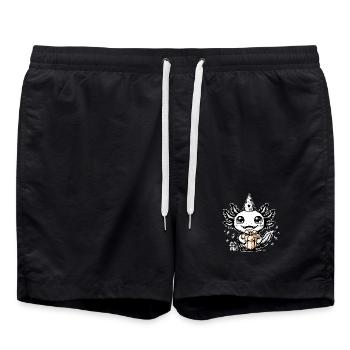 Süßes Axolotl Geburtstag – Party Geschenk - Badeshorts - Schwarz - Vorne - AI Model Male 185 light (185cm)