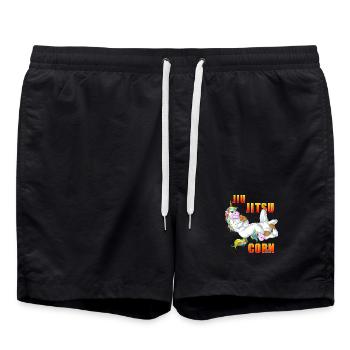 Jiu-Jitsu-Einhorn - Badeshorts - Schwarz - Vorne - AI Model Male 185 light (185cm)