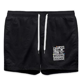 Wedding Photographer My Flash Is The Cameraman - Badeshorts - Schwarz - Vorne - AI Model Male 185 light (185cm)