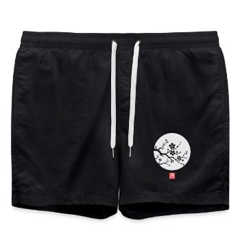 Japanese Sakura Moon Kanji - Badeshorts - Schwarz - Vorne - AI Model Male 185 light (185cm)