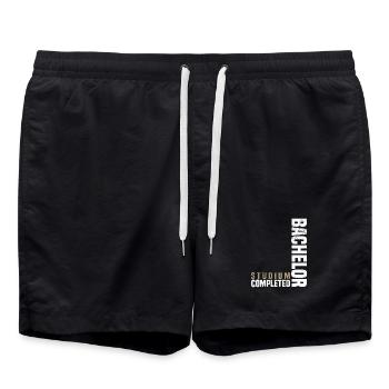 Bachelor Studium Abgeschlossen - Badeshorts - Schwarz - Vorne - AI Model Male 185 light (185cm)
