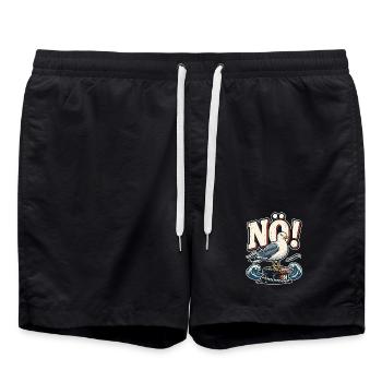 Nö Möwe Nordsee Lustiger Spruch Shirt - Badeshorts - Schwarz - Vorne - AI Model Male 185 light (185cm)