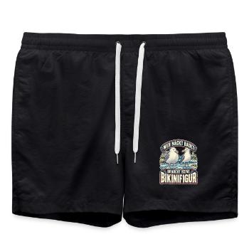 Wer nackt badet Bikinifigur Möwe - Badeshorts - Schwarz - Vorne - AI Model Male 185 light (185cm)