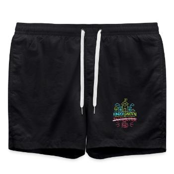 Hallo Kindergarten - Einschulung - Badeshorts - Schwarz - Vorne - AI Model Male 185 light (185cm)