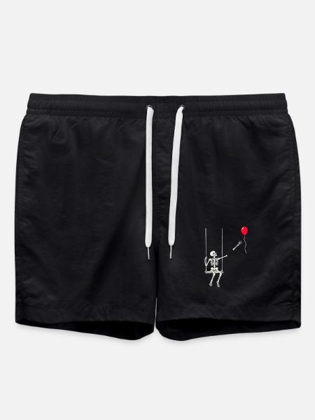 Rotes Ballonskelett - Badeshorts - Schwarz