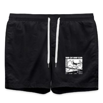 Rad Cat Surf Club Comic-Panel-Design - Badeshorts - Schwarz - Vorne - AI Model Male 185 light (185cm)