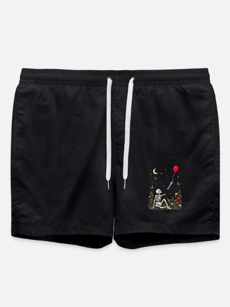 Rotes Ballonskelett - Badeshorts - Schwarz