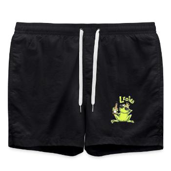 Ledig Frosch | Single Spruch Lustiges Geschenk - Badeshorts - Schwarz - Vorne - AI Model Male 185 light (185cm)
