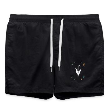 Maiglöckchen & Ameise & Farn - Botanik - Badeshorts - Schwarz - Vorne - AI Model Male 185 light (185cm)
