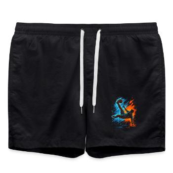 Fußballer Fußballspieler Jungen Herren Fußball - Badeshorts - Schwarz - Vorne - AI Model Male 185 light (185cm)