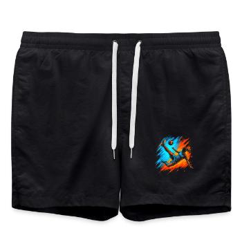 Fußballerin Fußballspielerin Kinder Damen Fußball  - Badeshorts - Schwarz - Vorne - AI Model Male 185 light (185cm)