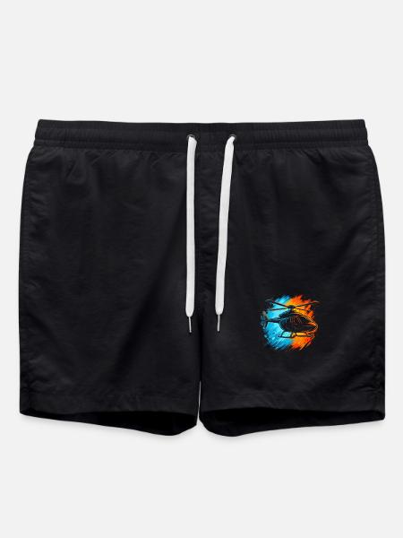 Hubschrauber Pilot Jungen Herren Helikopter Kinder - Badeshorts - Schwarz