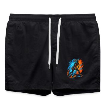 Hockey Floorball Damen Mädchen Kinder Feldhockey - Badeshorts - Schwarz - Vorne - AI Model Male 185 light (185cm)
