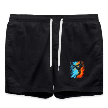 Muay Thai Kampfsport Kickboxer Mädchen Kickboxen  - Badeshorts - Schwarz - Vorne - AI Model Male 185 light (185cm)