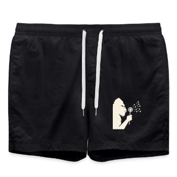 Bigfoot bläst Löwenzahn Vintage - Badeshorts - Schwarz - Vorne - AI Model Male 185 light (185cm)