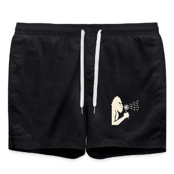 Bigfoot bläst Löwenzahn Vintage - Badeshorts - Schwarz - Vorne - AI Model Male 185 light (185cm)