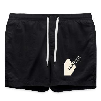 Bigfoot bläst Löwenzahn Vintage - Badeshorts - Schwarz - Vorne - AI Model Male 185 light (185cm)